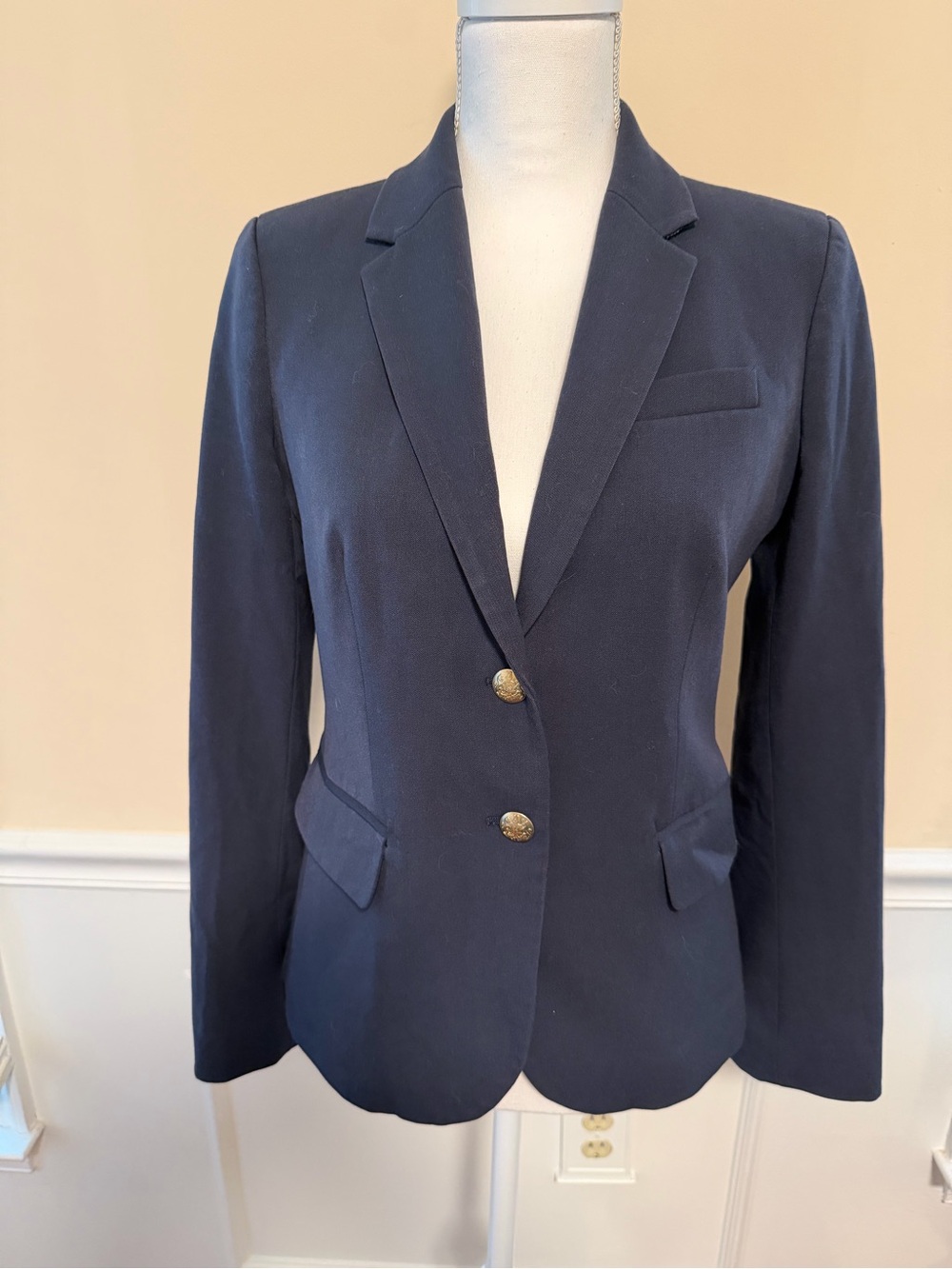 J. Crew Navy Tailored Women's Blazer with Gold Buttons